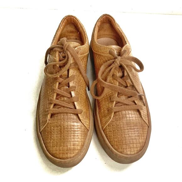 Aquatalia Alaric Woven Leather Sneakers | Italy Waterproof Tan Luxe Street Style - Picture 8 of 16